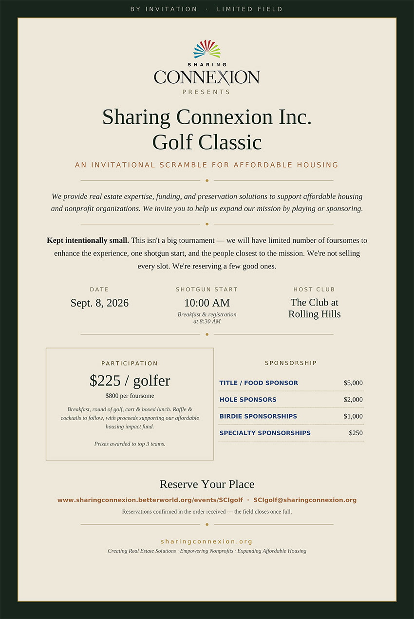 Sharing Connexion is hosting our inaugural golf tournament at Rolling Hills Golf Club, in Golden, Colorado.